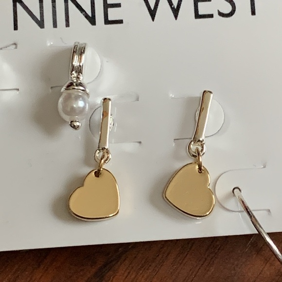 NWT Nine West two tone set of 3 pairs of earrings - Picture 3 of 5